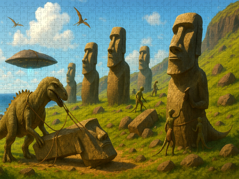Moai-Statuen – Dinos auf Baustellenkurs