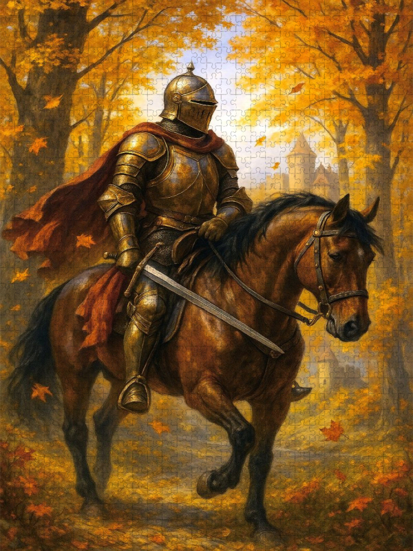 Herbstlicher Aufbruch - Ritter auf Pferd