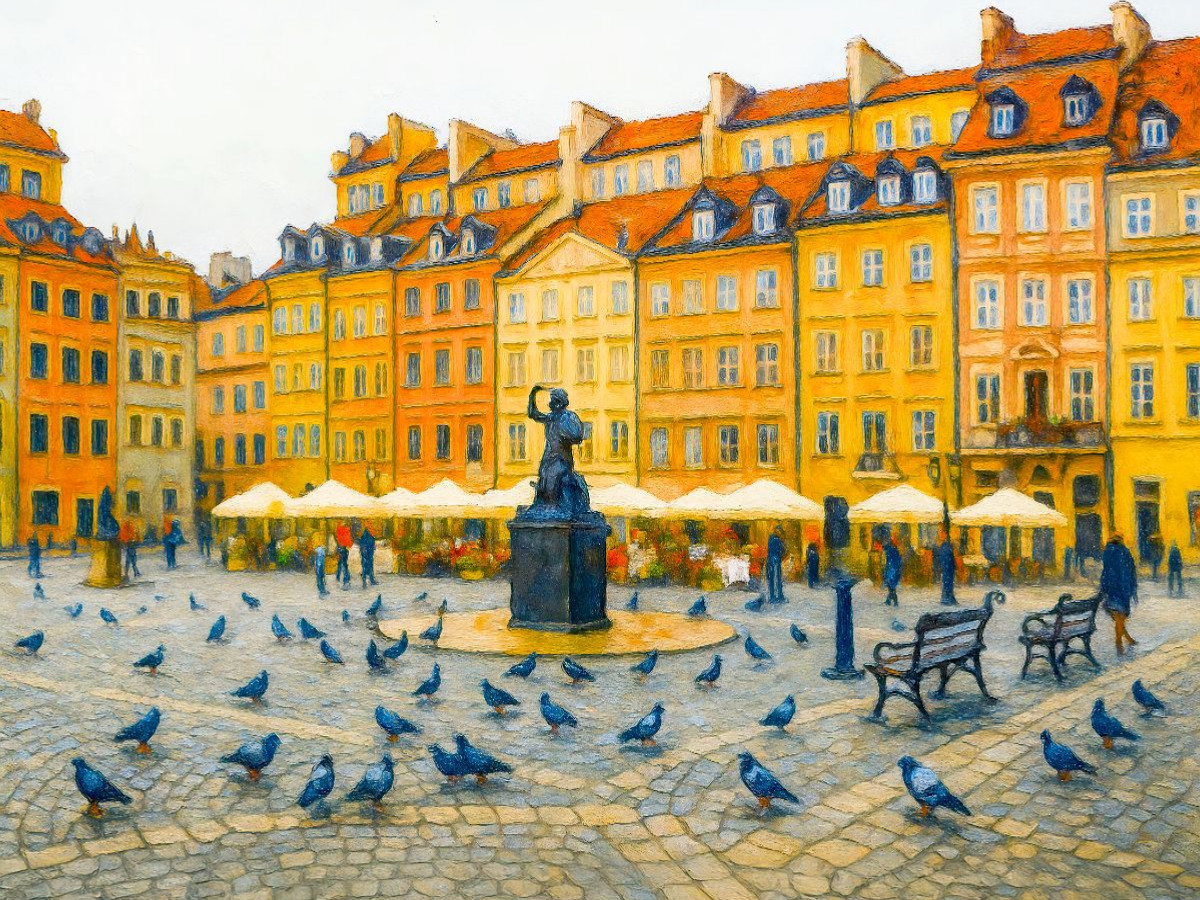 Warschau in Farbe Kunstvolle Stadtansichten Marktplatz der Altstadt