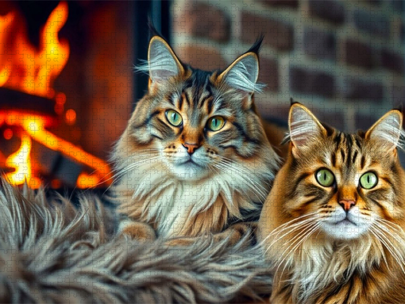 Main Coons - Kuscheln am offenen Kamin