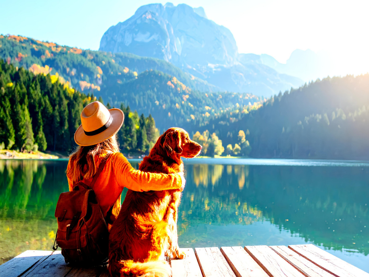 Mit Hund am Bergsee