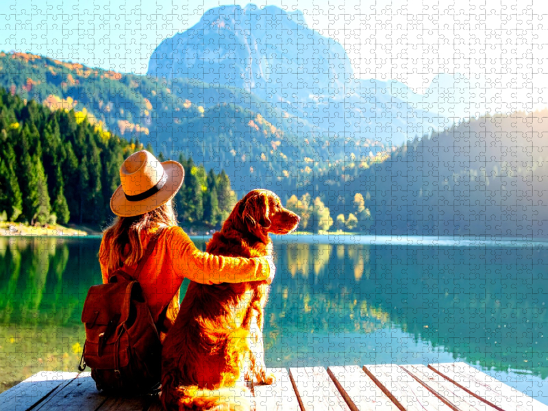 Mit Hund am Bergsee