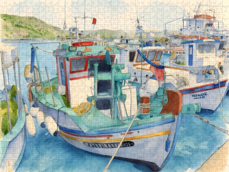 Buntes Treiben im Hafen Kefalos