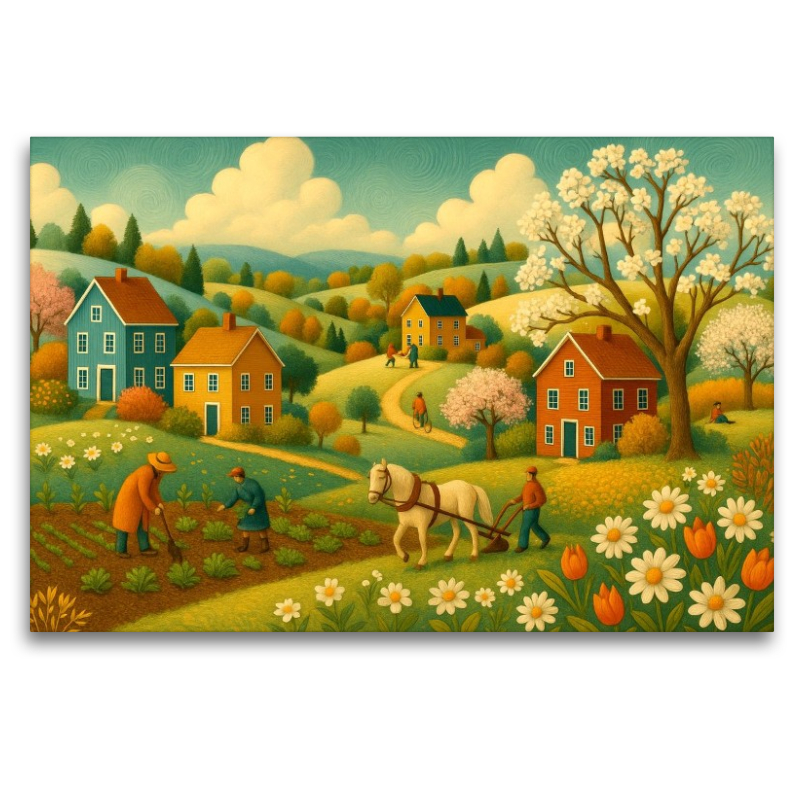 Frühlingspferde und erste Blüten