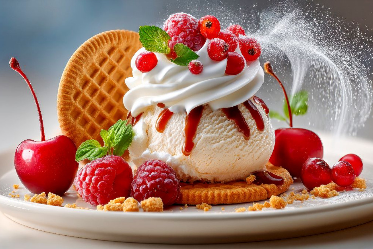 Eine verführerische Verbindung - Eis, frisches Obst und Keks