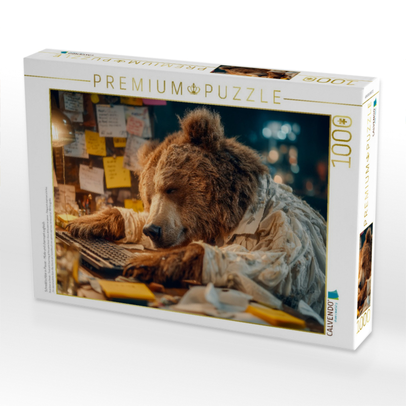 Schreibtischbär in Pause - Müde und charmant zugleich