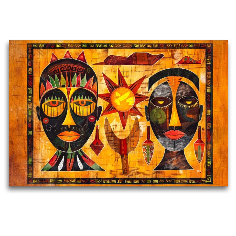 Abstrakte Masken und afrikanische Gesichter