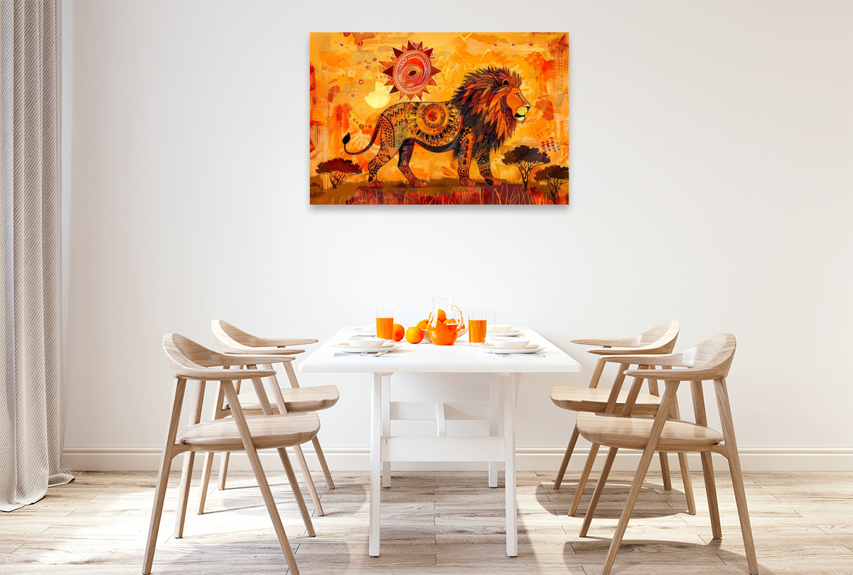 Löwe in leuchtender Savannenlandschaft