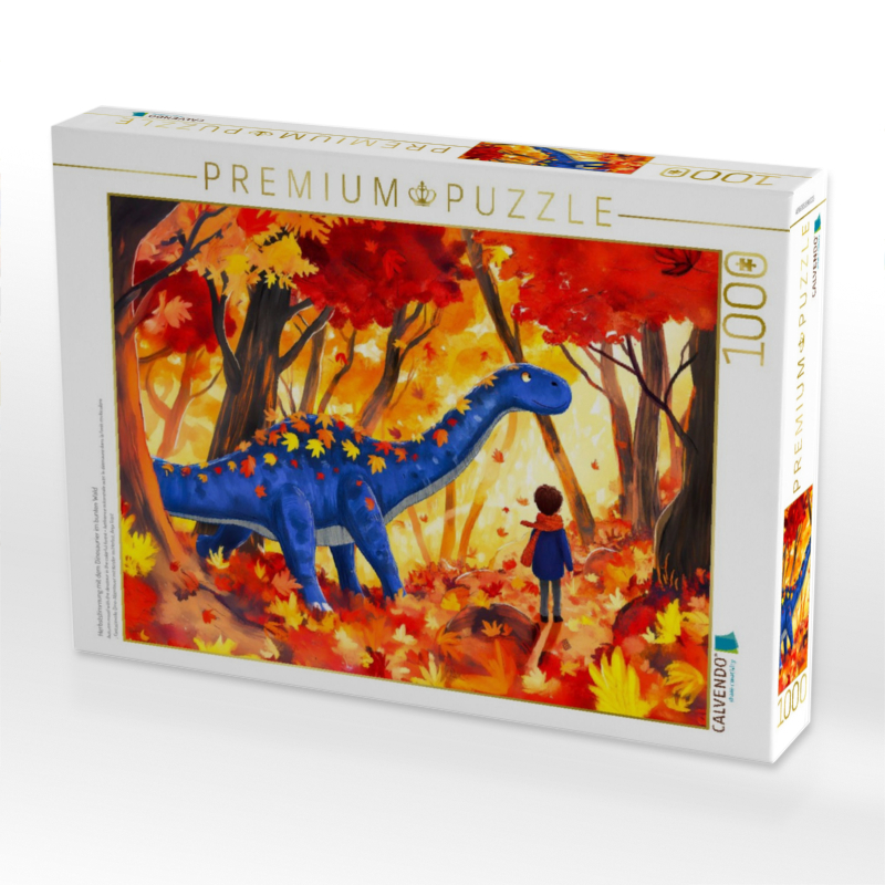 Herbststimmung mit dem Dinosaurier im bunten Wald