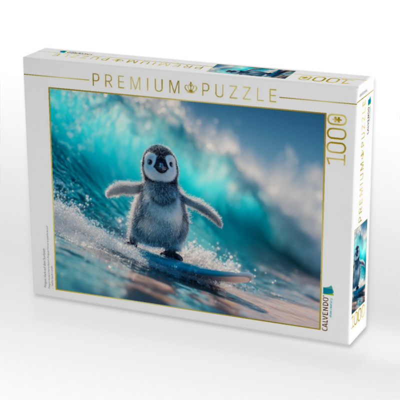 Pinguin stark auf dem Surfbrett