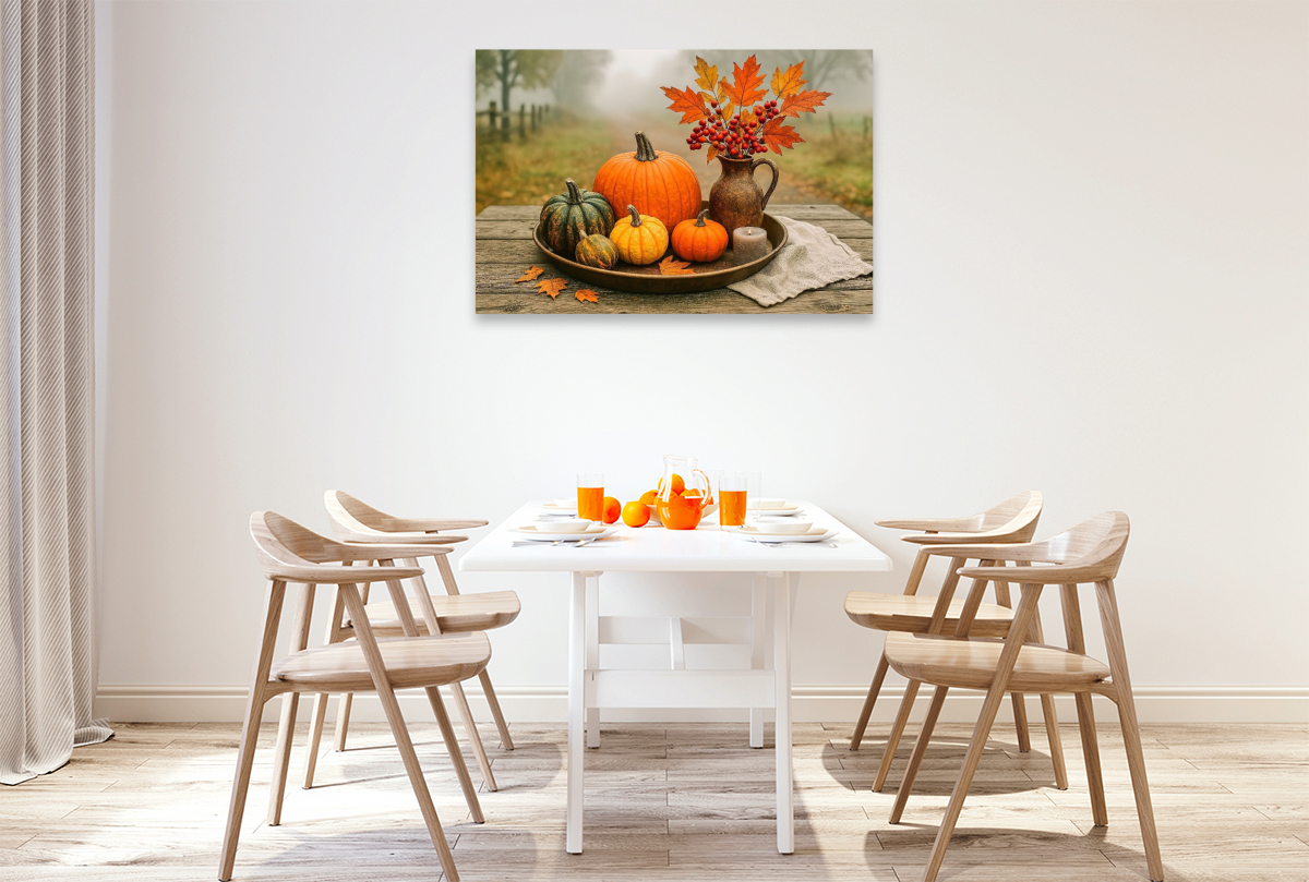 Herbststille mit Kürbissen