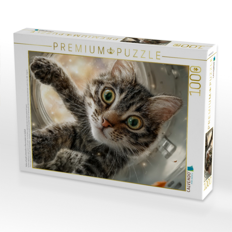 Katze schwebt schwerelos in Raumstation im Weltall