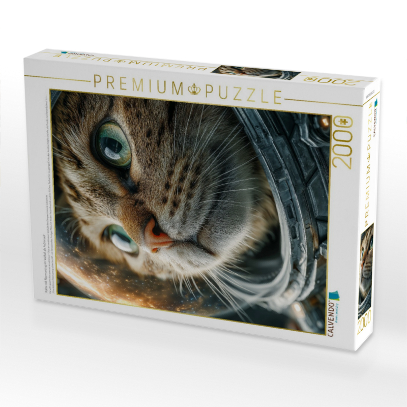 Katze mit Raumanzug im Weltall als Astronaut