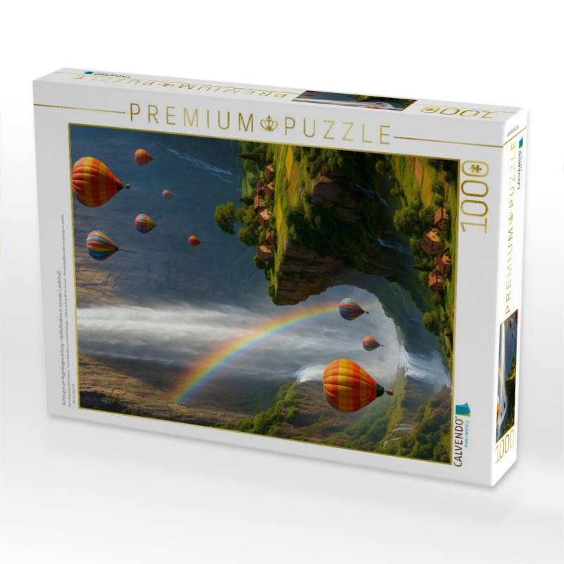 Aufsteigen am Regenbogen entlang - Heißluftballons in surrealer Landschaft