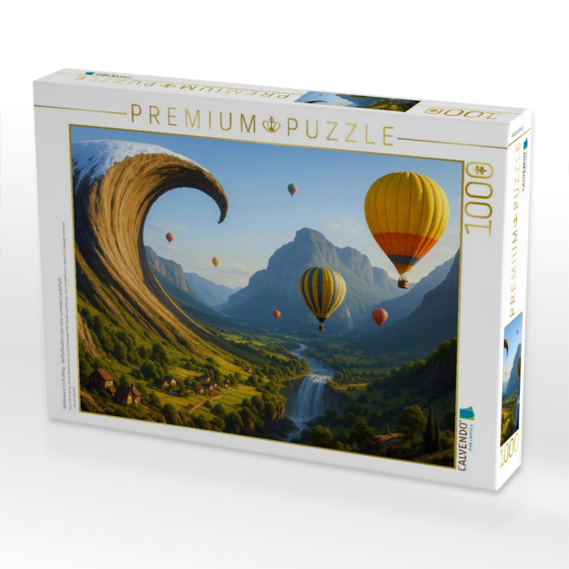 Wellenwand im Frühling - Heißluftballons über einer surrealen Landschaft