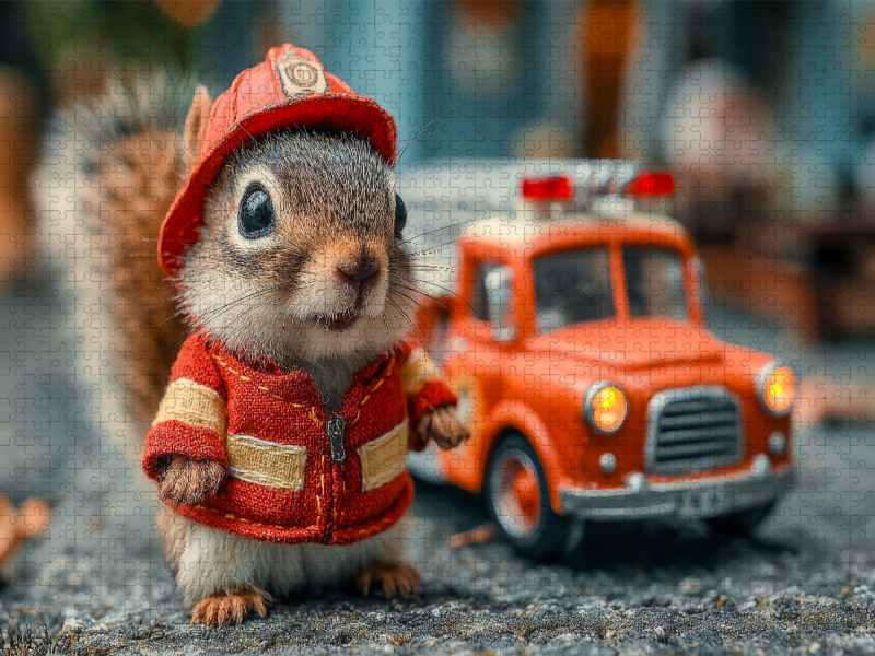 Mutiges Feuerwehr-Eichhörnchen im Einsatz
