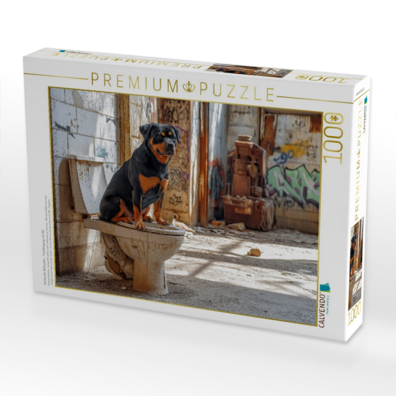 Kackender Rottweiler - Toilettengang mit Stil