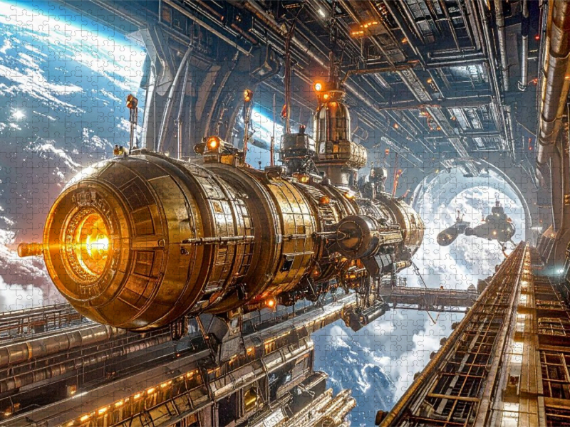 Shuttledienst auf einer Raumstation im Orbit