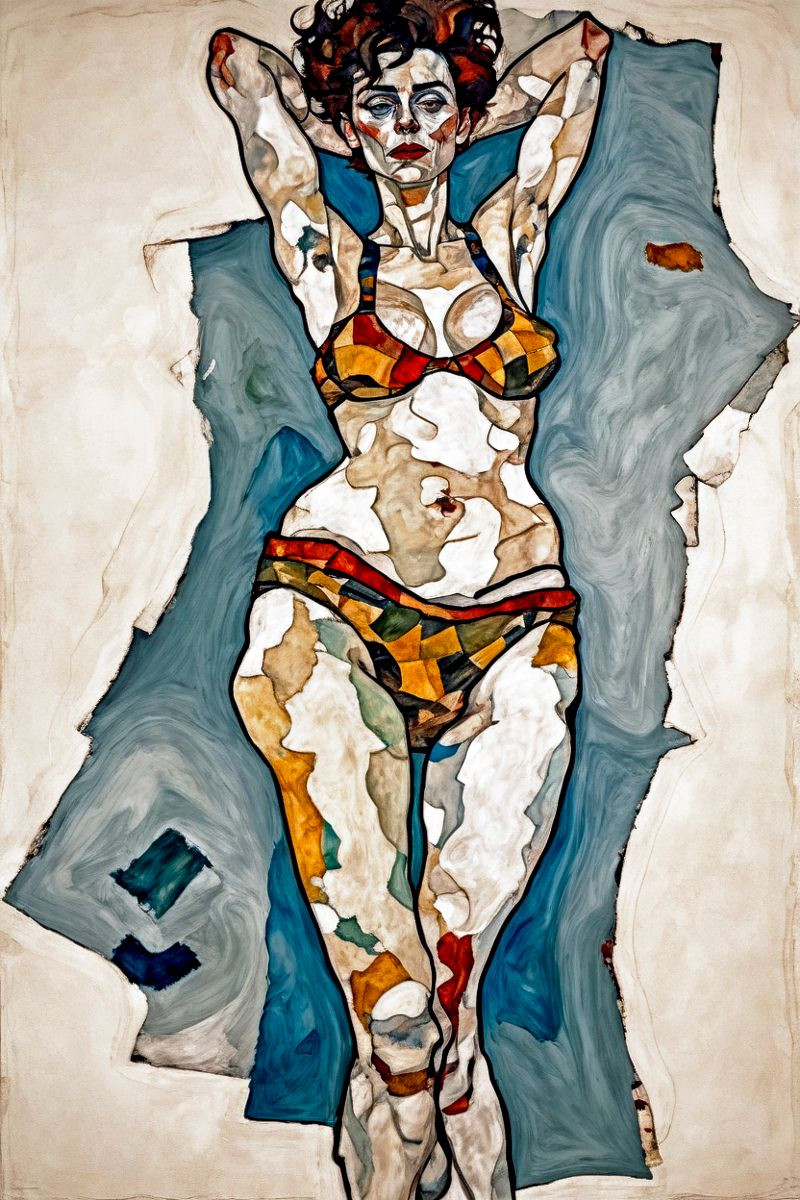 Jabina im Stil von Egon Schiele