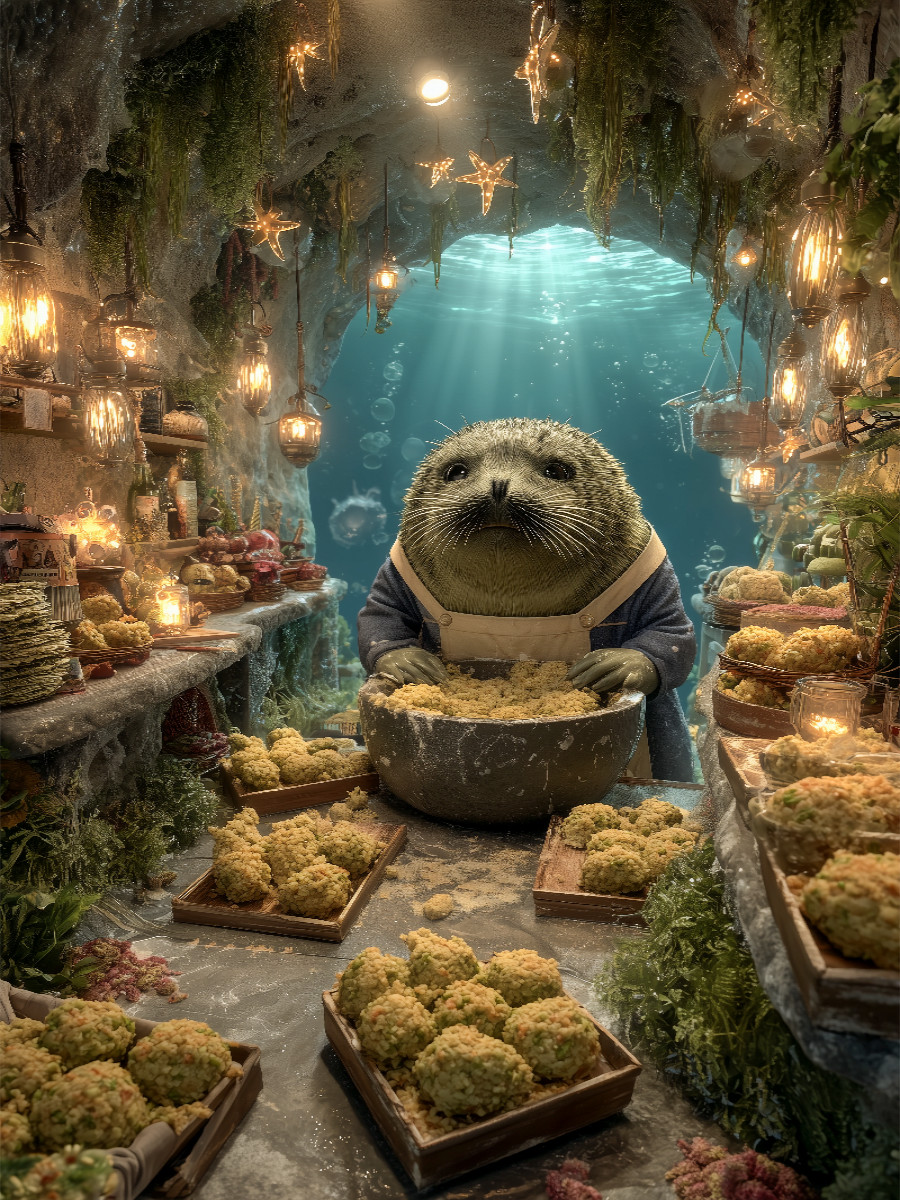 Otter als Bäcker unter dem Meer