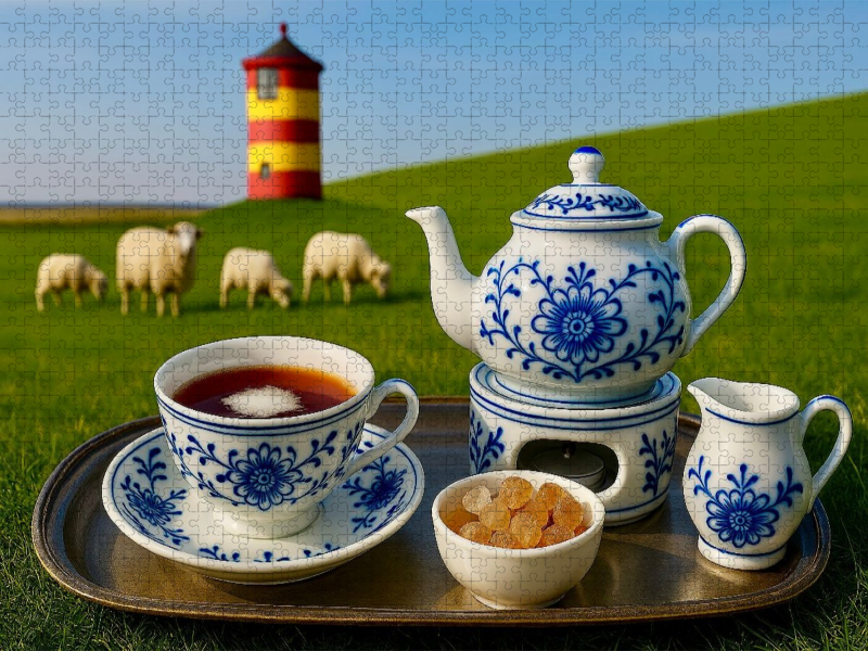 Ostfriesische Teezeremonie mit Wölkchen