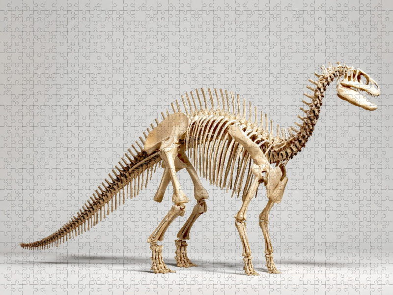 Dinosaurier Iguanodon-Skelett mit langer Schwanzachse und Daumenkralle