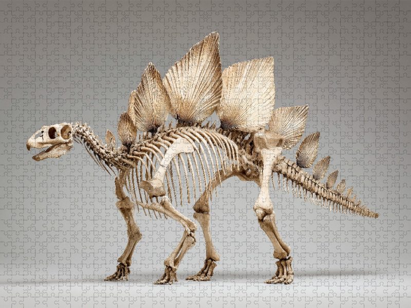 Stegosaurus-Skelett mit Rückenschildern und Stachelschwanz