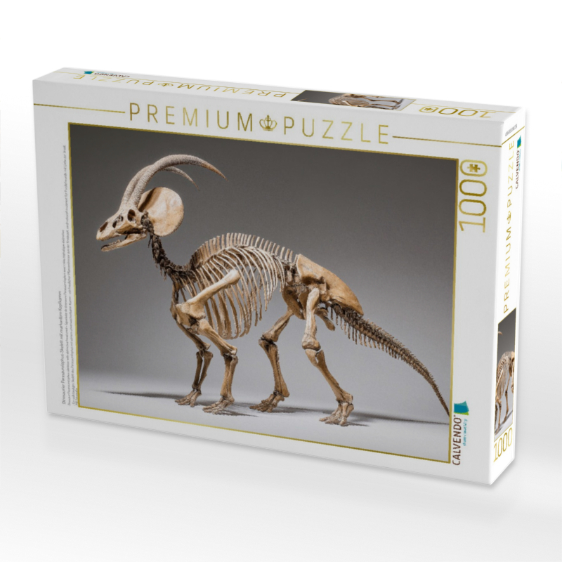 Dinosaurier Parasaurolophus-Skelett mit markantem Kopfkamm
