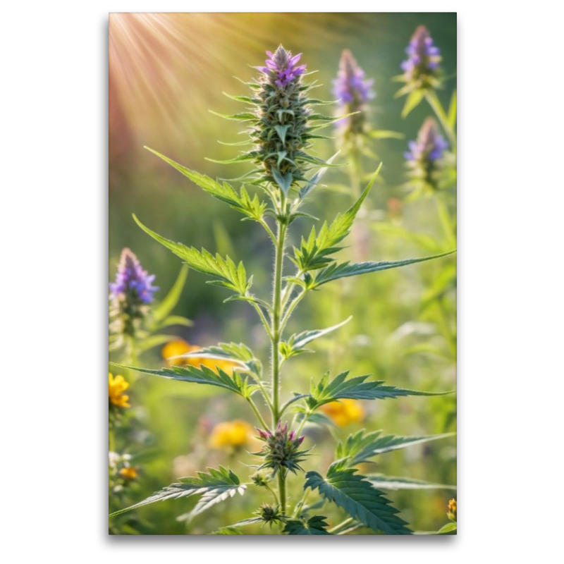 Marihuanablüte im Sonnenlicht - Hanfpflanze im Sommer
