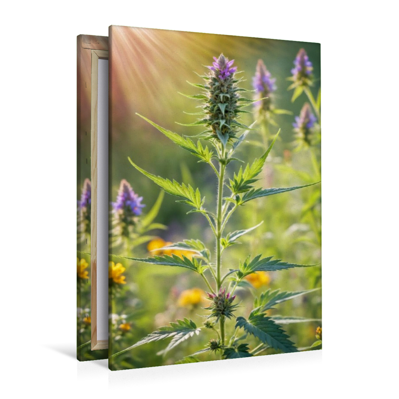 Marihuanablüte im Sonnenlicht - Hanfpflanze im Sommer