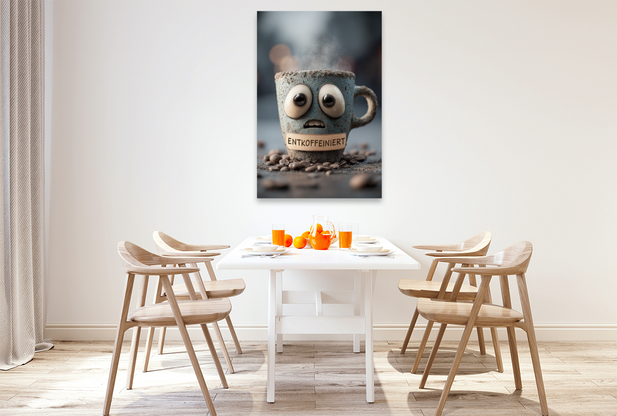 Entkoffeinierter Kaffee mit Panikblick - Lustiges Motiv für Koffeinfreunde