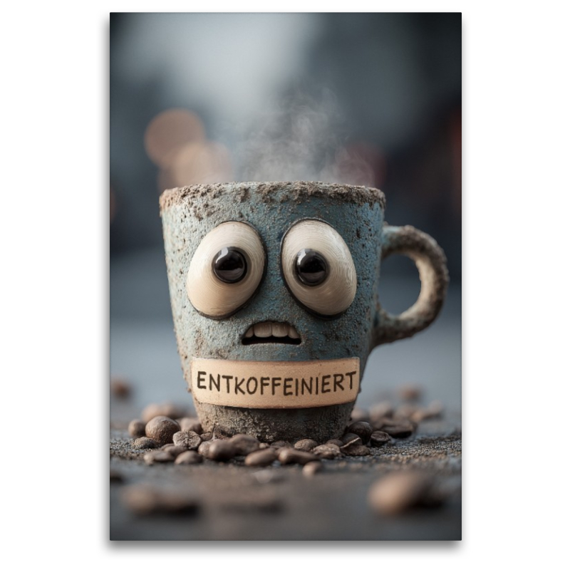Entkoffeinierter Kaffee mit Panikblick - Lustiges Motiv für Koffeinfreunde