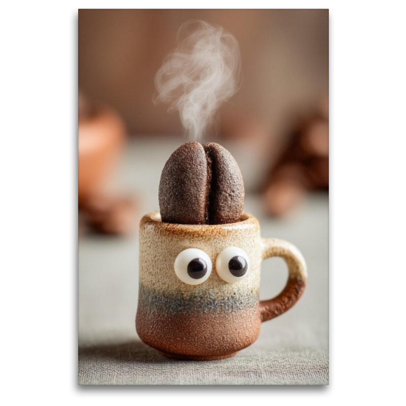 Hyperaktiver Espresso mit Kaffeebohnen - Energie trifft Humor