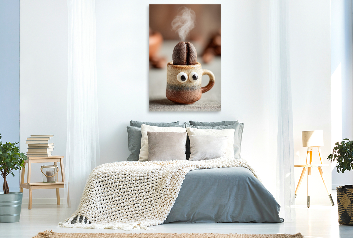 Hyperaktiver Espresso mit Kaffeebohnen - Energie trifft Humor