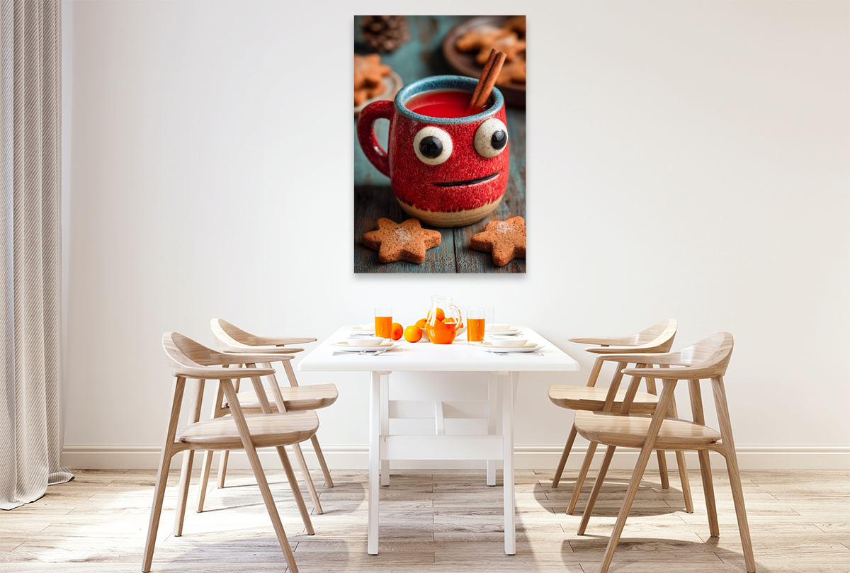 Aufgeregter Kinderpunsch mit großen Augen - Lustiges Wintermotiv