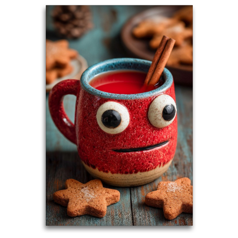 Aufgeregter Kinderpunsch mit großen Augen - Lustiges Wintermotiv
