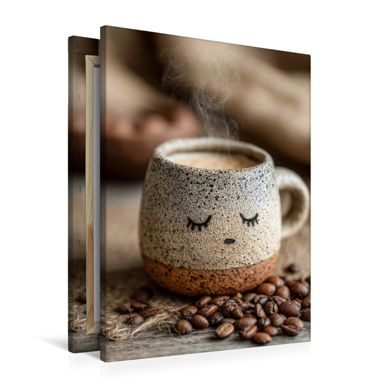 Müder Kaffee mit Schlafaugen - Sanftes Morgenmotiv für Kaffeefans