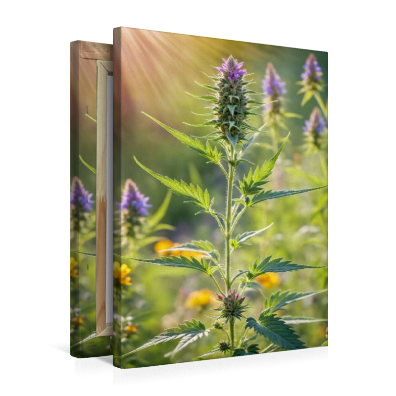 Marihuanablüte im Sonnenlicht - Hanfpflanze im Sommer