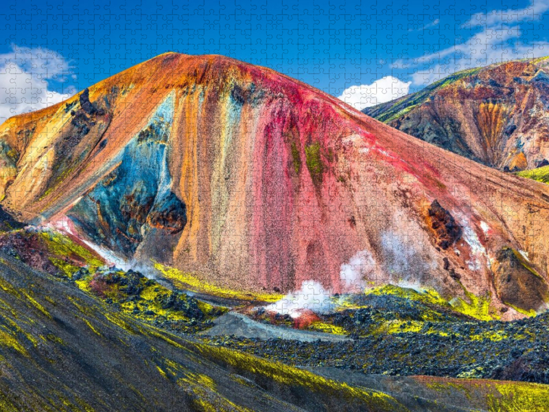 Island, Regenbogen Vulkanberge Landmannalaugar