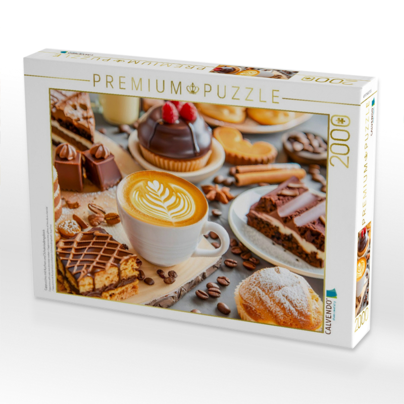 Cappuccino mit Kuchen und Schokoladengebäck
