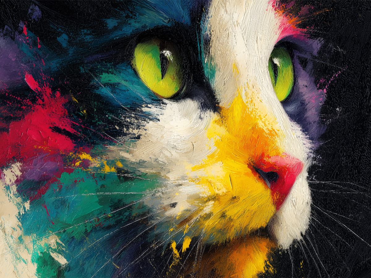 Bunte Katze in Aquarell-Optik