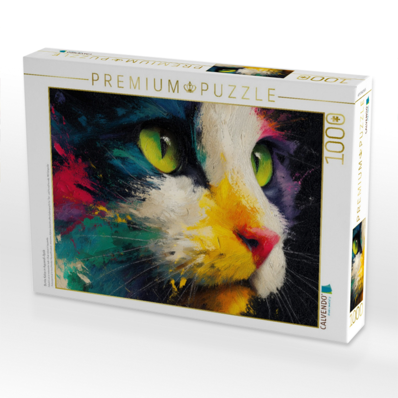 Bunte Katze in Aquarell-Optik