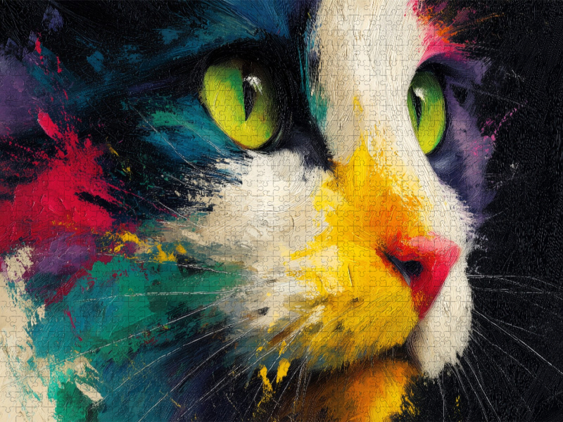 Bunte Katze in Aquarell-Optik