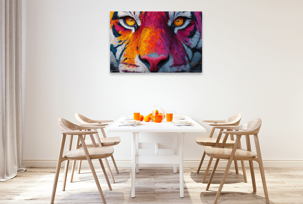 Bunter Tiger mit intensivem Blick