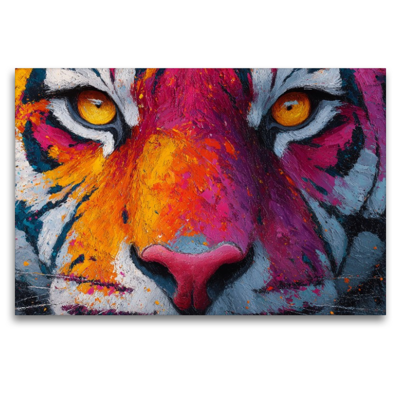 Bunter Tiger mit intensivem Blick
