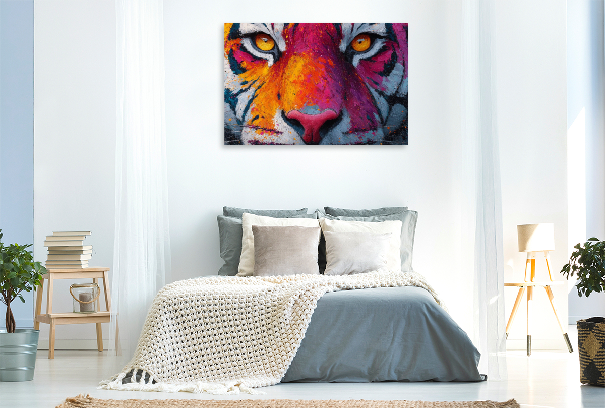 Bunter Tiger mit intensivem Blick