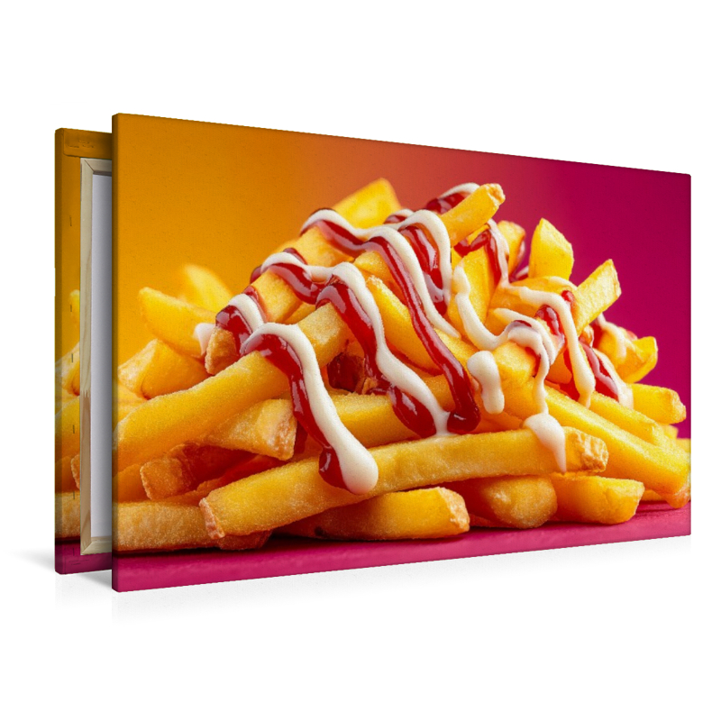 Pommes rot-weiß mit Ketchup und Mayo