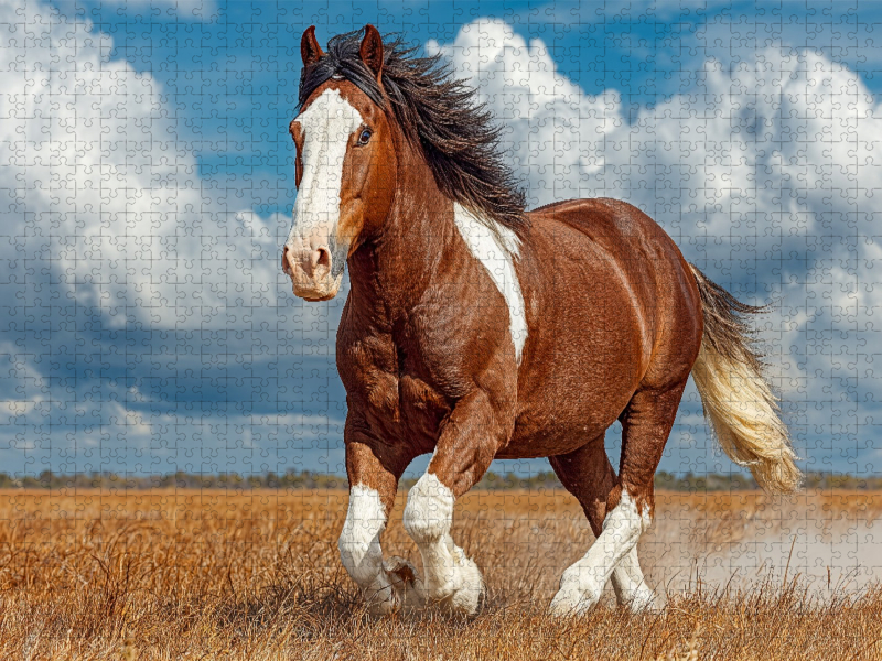 Kraftvolles Clydesdale-Pferd in Bewegung