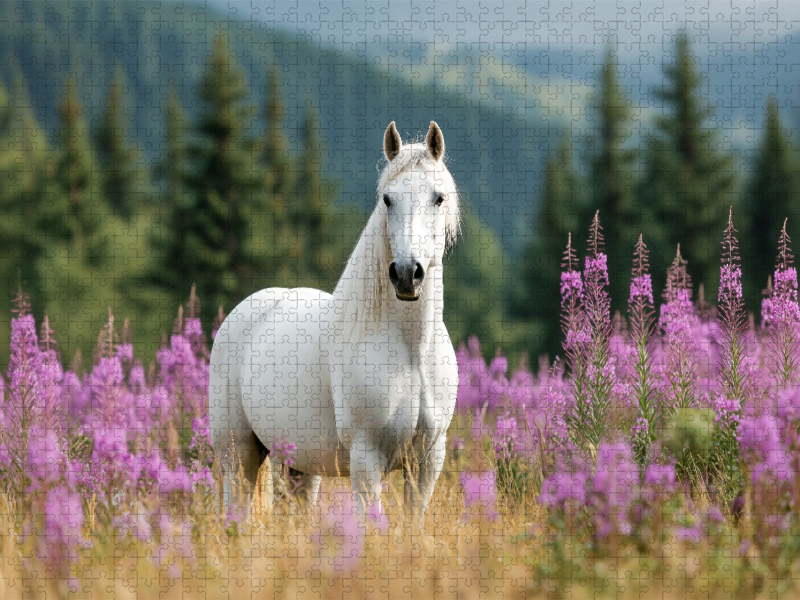 Majestätischer Lipizzaner auf Blumenwiese