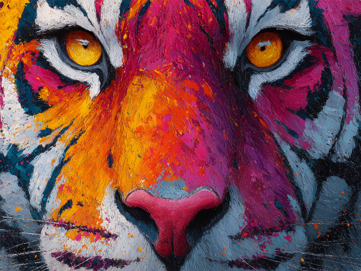 Bunter Tiger mit intensivem Blick